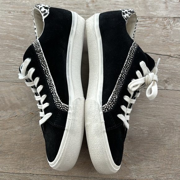 Madewell Sidewalk Leopard Fur Print Black White Vans Tennis Shoes Flats Sz 9M - Picture 3 of 10